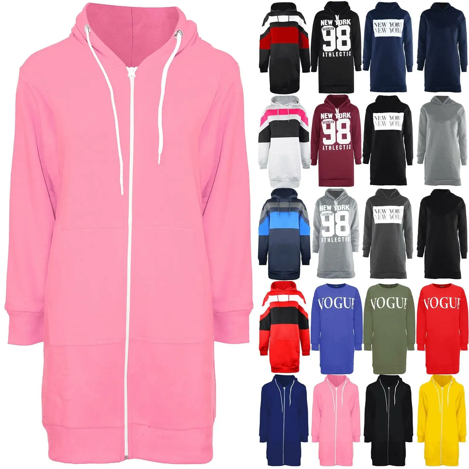 देवियों ऊन लंबी आस्तीन Hooded ज़िप महिला Hoodies Sweatshirt जैकेट पोशाक