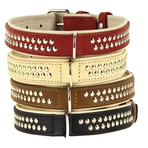 Decorative pet collars & leashes by indian manufacture best good quality hot selling adjustable customized leather dog collar