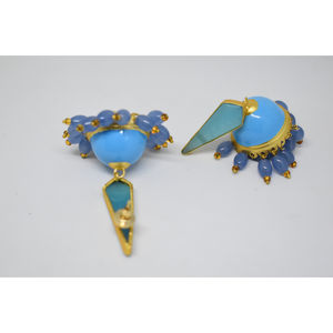 Boucles d'oreilles jhumka en laiton avec finition mate dorée meenakari, traditionnelles, dernières tendances, magnifiques, pour filles et femmes - Product Image 3