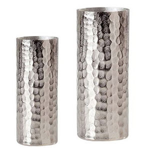 Jarrón de mesa martillado de aluminio fundido moderno, decoración plateada para el hogar - Product Image 1
