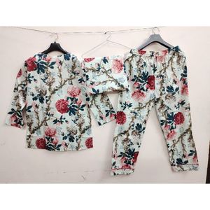 Conjunto de pijama de algodón 100% para mujer de alta calidad, ropa de dormir suave de manga larga con patrón Floral transpirable para las estaciones de primavera y otoño - Product Image 4