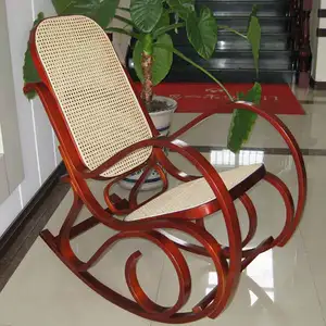 Rattan Cadeira De Balanço De Madeira Curvada com rattan F-1105