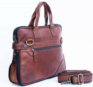 Sac messager en cuir de chèvre unisexe, mallette fait à la main, Style Vintage, sacoche pour hommes, sac de bureau, - Product Image 3