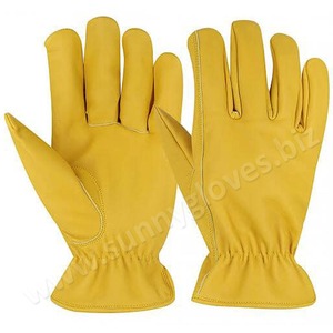 Cow Grain Leather <b>Driver</b> Work <b>Gloves</b> with Split Leather Back - Product Image 2