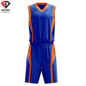 Pas cher En Gros Personnalisé Broderie Équipe Nom Entièrement Sublimation V de Cou Sans Manches 100% Polyester de Basket-Ball Ensembles Pour Hommes - Product Image 3