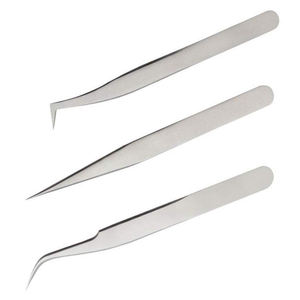 Meilleure vente ENSEMBLE de 2 pinces à épiler d'extension de cils dorés à pointe droite en acier inoxydable avec pochette - Product Image 6