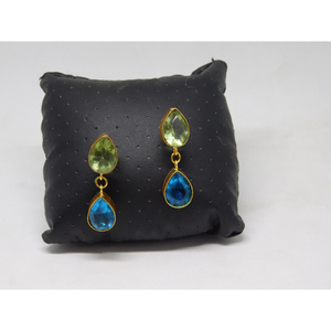 traditional new latest fashion jewelry designer handmade <b>hoop</b> goldplated brass stone stud earing <b>for</b> girls and women - Product Image 2