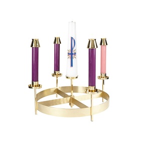 Candelabro redondo de latón, suministros de Iglesia, Brassworld, India - Product Image 3