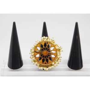 Designer handmade wooden brass ring for girls and women - Product Image 1