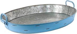 Bandeja de servicio de forma ovalada para decoraciones de mesa, bandeja de Metal de hierro con esmalte azul impreso para boda, superventas - Product Image 3