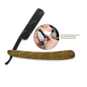 Manche en bois Chic Droit Barber Bord Acier kit de Rasage Couteau - Product Image 5