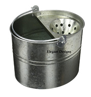 Chariot de nettoyage ovale galvanisé avec seau à serpillière en poudre blanche, capacité 10-15L, pour usage intérieur/extérieur, le plus vendu
