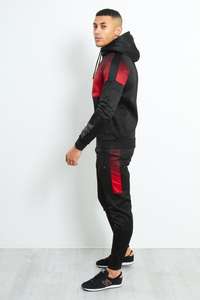 ขายร้อนผู้ชาย Tracksuit Custom Made Mens วิ่งออกกำลังกาย/ชายสีดำ Two Tone Hooded Skinny Fit Tracksuits - Product Image 3