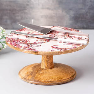 ที่วางเค้กไม้เคลือบทรงกลมพิมพ์ลายสำหรับงานเลี้ยงวันเกิดงานแต่งงานบ้านโรงแรมครบรอบ - Product Image 2