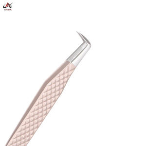 Pinzas de pestañas de acero inoxidable sostenibles recubiertas de melocotón ligero de alta calidad herramienta de belleza para extensiones de pestañas Mega volumen puntiagudas - Product Image 5