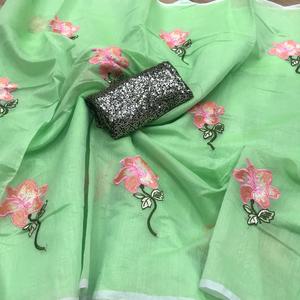 Bollywood Designer Saree Designer Miroir Travail Fleur Conception Tissu De Soie Doux Impression Numérique Marron Couleur Sari avec Blouse Inde Apparelgarment - Product Image 2