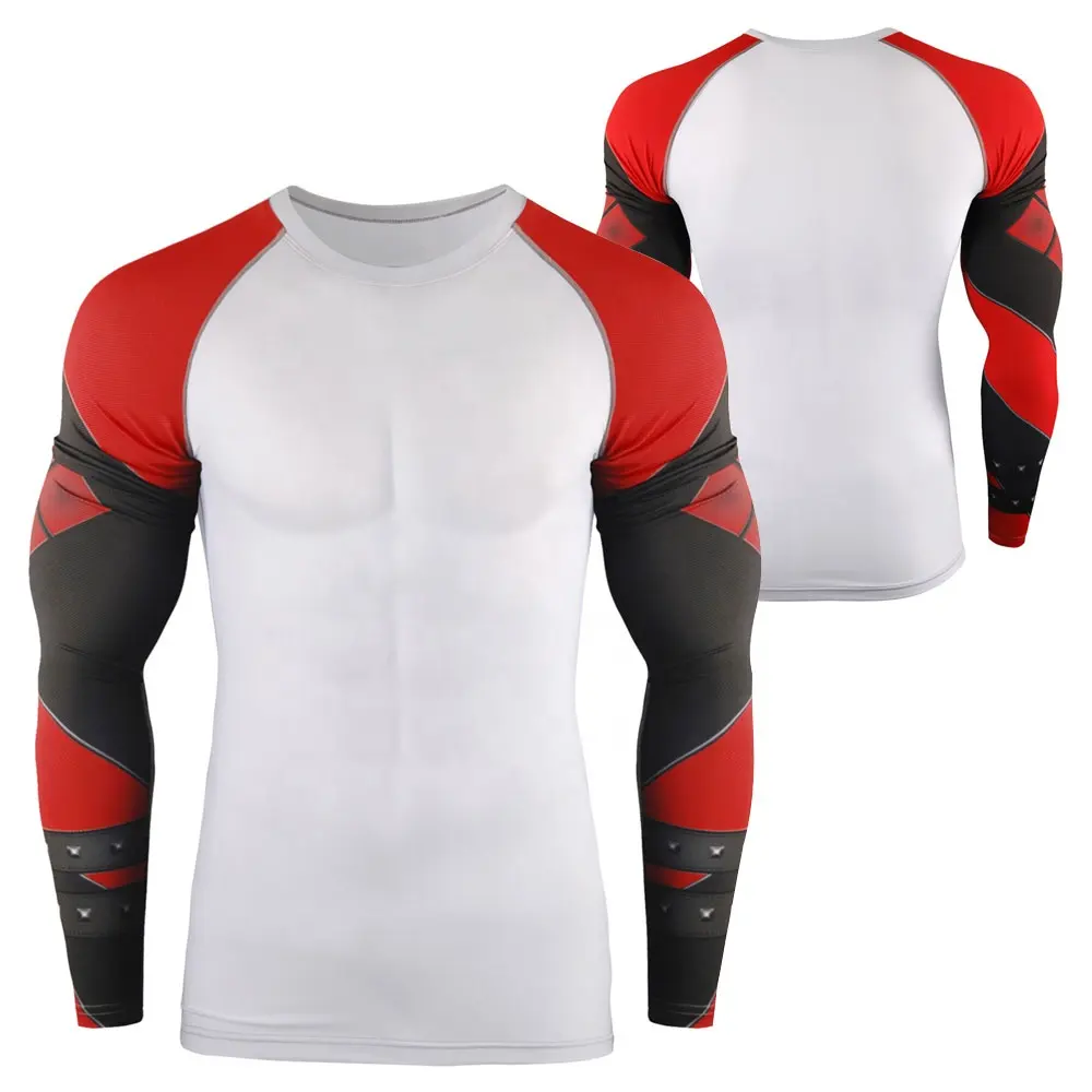 Mens Custom Rash Vest Long Sleeve Compression Shirt Quick Dry Rashguard Sublimation Rash Guard Men Quantity Top Customize