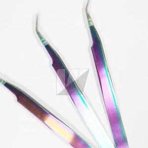 Pinzas profesionales de Extensión de pestañas de acero inoxidable arcoíris de alta calidad, logotipo personalizado, punta de volumen, uso de pestañas sostenible - Product Image 2