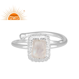 Anillo de Plata de Ley 925 con mango ajustable, joyería de piedra lunar de arcoíris, fabricante de joyería - Product Image 1