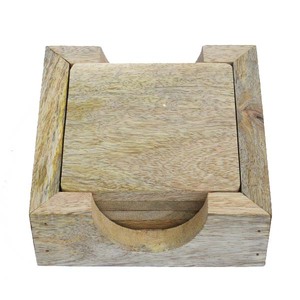 High Quality Wooden Coaster Set with Storage Box | Natural Wood Drink Coasters for Coffee <b>Table</b> | <b>Table</b> <b>Protection</b> Coaster Set - Product Image 1