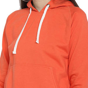 Sudadera con capucha para mujer, con bolsillos tipo canguro, color rojizo, manga larga, hecho de lana - Product Image 3