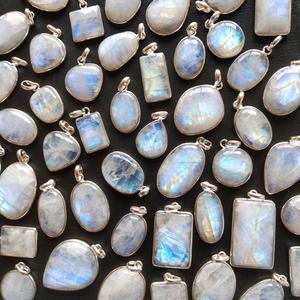 Pendientes de aro de oro con piedra lunar, piedras de cristal para fabricación de colgante, joyería de piedra lunar de lujo, colgante de acero, cuentas de 8mm - Product Image 3