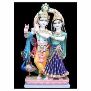 Makrana-escultura de pie hecha a mano, mármol blanco puro, Dios y Diosa Radha Krishna, para Acción de Gracias - Product Image 1