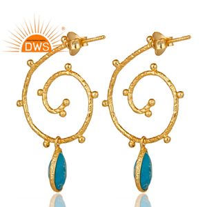 Pendientes colgantes de plata de ley, joyería de Gema Natural turquesa, fabricante - Product Image 3