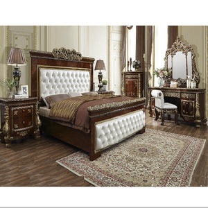 Ensemble de meubles de chambre à coucher 5 pièces en noyer brillant King Ensemble de chambre à coucher traditionnel en bois poli foncé en 5 pièces Ensemble de meubles de chambre à coucher modernes - Product Image 1
