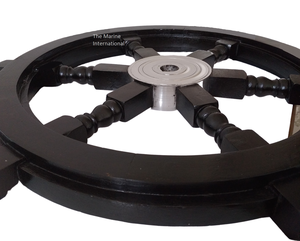 Nautical Premium Handcrafted 24 ''Rueda de barco de madera negra con cubo de aluminio y mango Rueda de madera decorativa para la pared del hogar - Product Image 5