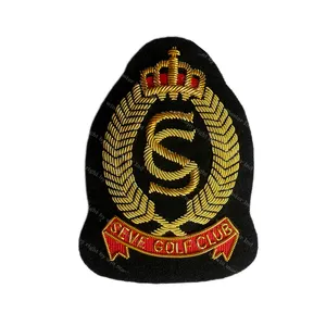 Kustom Inggris Seremonial Corp Bordir Tangan Mahkota Cap Lencana UK Bullion Kawat Blazer Lencana