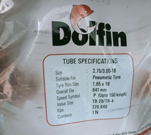 Chambre à air de moto en caoutchouc butyle de haute qualité Dolfin 2.75/3.00-18, fabriquée en Inde, noire, valve TR-29, prix raisonnable - Product Image 3