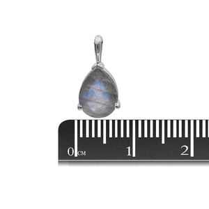 Pendentif en labradorite en forme de poire de 14 mm, plaqué argent sterling, cadeau mignon - Product Image 2