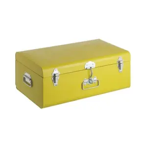 새로운 뜨거운 판매 제품 사용자 정의 디자인 럭셔리 금속 직사각형 스토리지 트렁크 노란색 컬러 홈 장식