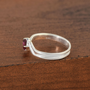 Anillo de Bypass delicado de piedras preciosas de granate rojo de corte en ayunas natural, venta al por mayor, mayorista de joyería de ajuste de punta de banda de plata esterlina 925 - Product Image 3