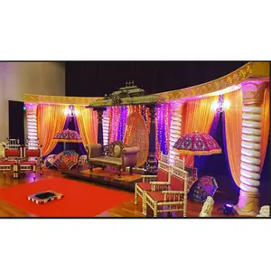Decoração de palco para cerimônia mehndi, decoração indiana, palco, punjabi, função mehndi, decoração colorida para festa de henna