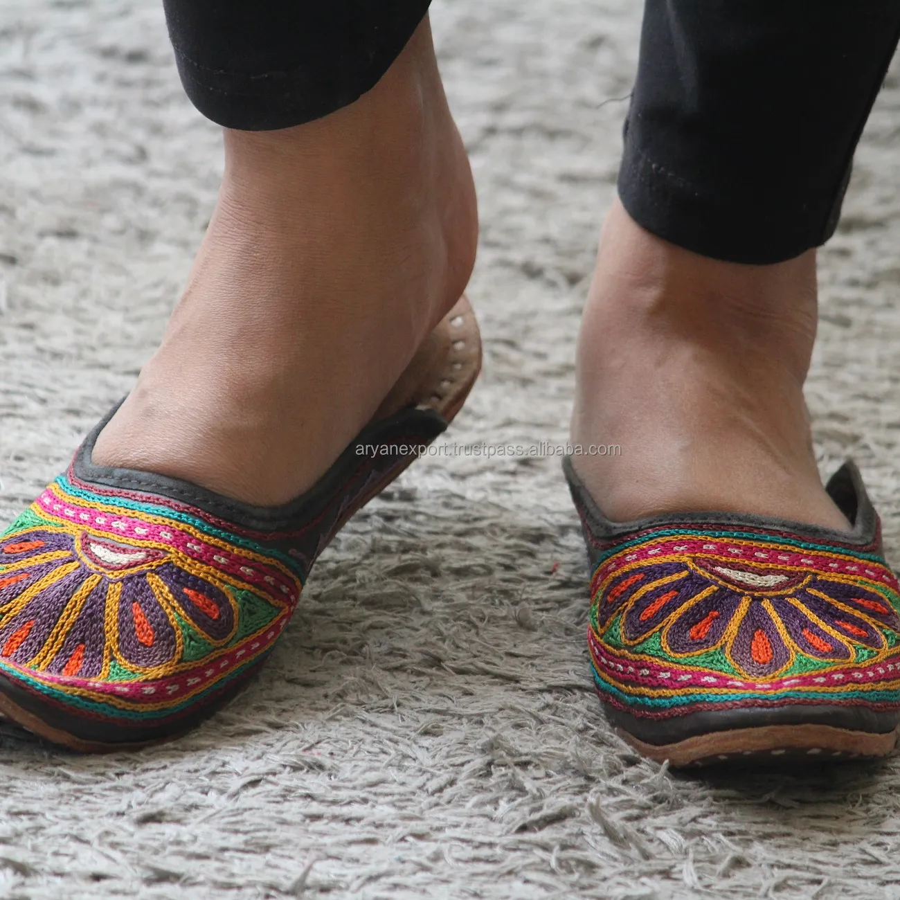 Sapato de noiva de couro genuíno étnico estilo indiano, sapatos de noiva com bordado, sandálias de juts chromesa, planos