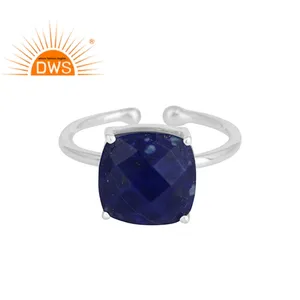 Thiết Kế Mới Phụ Nữ Thời Trang Nhẫn Bạc Trang Sức Prong Set Lapis Lazuli Nhẫn Fine Silver Jewelry Nhà Cung Cấp