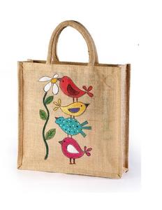 Bolsa de yute ecológica con logotipo de impresión personalizada, bolsa de compras de yute plegable, reciclable, Natural, venta al por mayor - Product Image 1