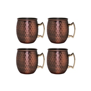 Taza para servir té y café de forma redonda hecha a mano en cobre martillado Moscow Mule Mug para uso en restaurante de Hotel - Product Image 5
