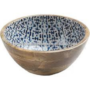 Bol à base en bois design antique avec verre - Product Image 2