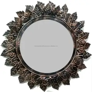 TEXTURED BLACK BRONZE FLOWER MIRROR