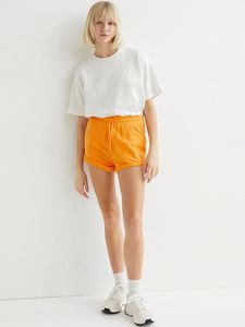 กางเกงขาสั้นระบายเหงื่อสำหรับออกกำลังกายขาสั้นของผู้หญิงเอวต่ำผ้าเฟรนช์เทอร์รี่พิมพ์ลายน่ารักย้อมสีเรียบ2025โลโก้ตามสั่ง - Product Image 4