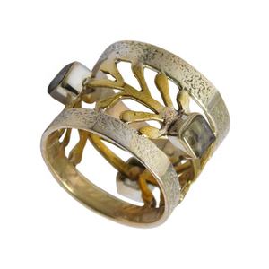 Pure 925 Sterling Silver <b>Rainbow</b> Moonstone Gemstone Two Tone Texture Rings Indian Wholesale Silver Jewelry Eternity Vermeil Ring - Product Image 3