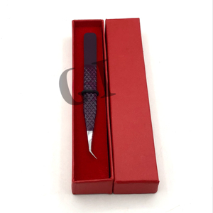 แหนบต่อขนตาทำจากสแตนเลสเคลือบผงพลัม45องศาอุปกรณ์เสริมความงามแบบใหม่โลโก้ตามสั่ง - Product Image 1