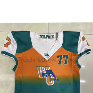 Nuevo diseño Oferta Paquete Uniformes de fútbol americano Corto Totalmente sublimado Alta calidad Secado rápido Transpirable Oferta caliente Desgaste - Product Image 4