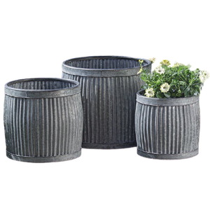 Planteur de fleurs moderne galvanisé, ensemble de 30 pièces en métal, grande décoration sur pied pour jardin, jardinière - Product Image 6