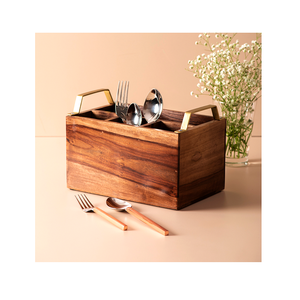 Soporte de cubiertos de bambú de forma rectangular con 4 compartimentos Soporte de cubiertos de hotel a precio aceptable - Product Image 5