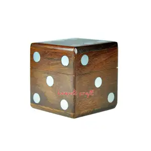 印度手工雕刻骰子造型木箱定制小木箱