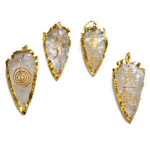 Buy Online Crystal Quartz Usui Reiki Electroplated Arrowheads Pendants : Reiki Electroplated Arrowheads Pendants for Sale - Product Image 1